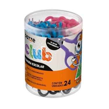 Imagem de Tesoura Escolar Bazze Club 13 Cm Sortidas Pote 24 Uniades