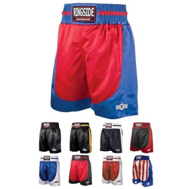 Imagem de Ringside Calções de boxe Pro-Style, shorts de cetim para homens e mulheres, ideal para boxe, MMA, Muay Thai, vermelho/azul, pequeno, Vermelho/azul, P
