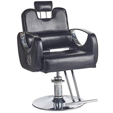 Imagem de pcagfaajmh Cadeira de barbeiro, cadeira de salão reclinável hidráulica, cadeira de estilo para equipamento de salão, cadeira de tatuagem (cor: vermelho 2) (preto 1)