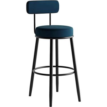 Imagem de AkosOL Banqueta de bar de veludo para café da manhã, cadeiras de bar de altura fixa com estrutura de metal e apoio para os pés para bar de café da manhã, balcão, cozinha moderna decoração de casa