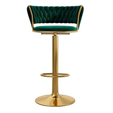 Imagem de Bancos de bar de cozinha para café da manhã banquinhos de bar com encosto de veludo acolchoado cadeiras de bar cadeiras de bar bancos altos com apoio para os pés (cor: Almofada azul para perna dourada