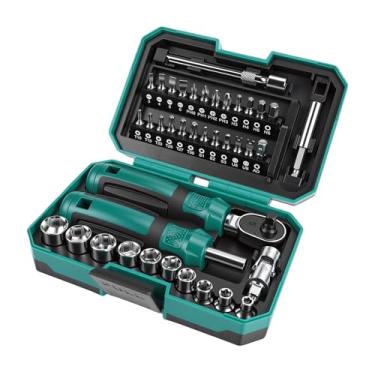 Imagem de YWBL-WH Conjunto de Chave de Catraca e Chave de Fenda, Cabo Magnético, 10 Soquetes, Barras de Extensão de 24 Bits, Junta Universal, Com Design Ergonômico Antiderrapante, para Reparos