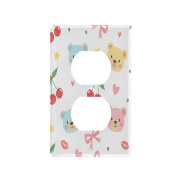 Imagem de Wassud Placa de cobertura para interruptor de luz, estilo giz de cera, capas de tomada decorativas, placa de parede para tomadas elétricas duplex 12 x 7 cm