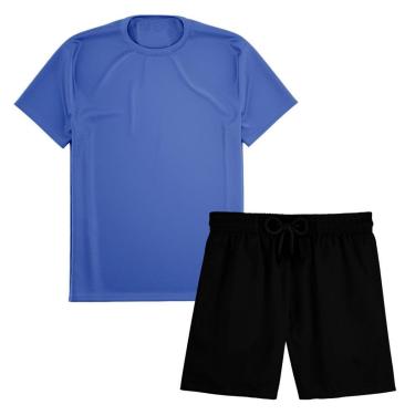 Imagem de Kit Short Praia Academia Passeio Treino Preto + Camiseta Manga Curta Masculina-Masculino