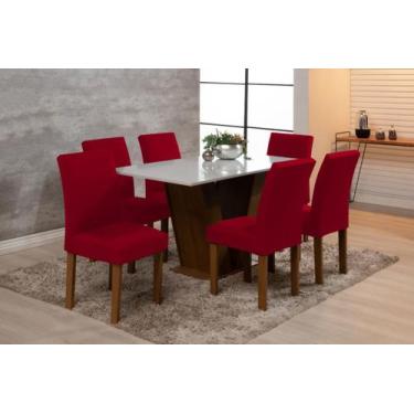Imagem de Kit 6 Capas De Cadeira Mesa Sala Jantar Elástico Vermelho - Wellus Enx