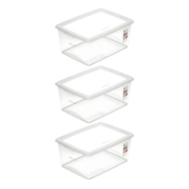 Imagem de Conjunto 3 Caixas Plásticas Organizadoras 15 Litros Organizador Grande