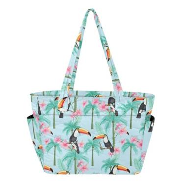 Imagem de Burbuja Toucans Bolsa feminina de hibisco, bolsa com bolsos, leve, acolchoada para laptop, para viagem, escola, trabalho, academia