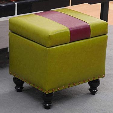 Imagem de Caixa de armazenamento otomana de couro sintético – banco de pufe cubo com dobradiça, organizador de brinquedos ideal, solução de decoração de casa elegante de 40 x 34 x 40 cm