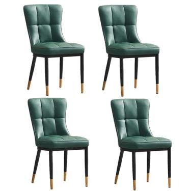 Imagem de Conjunto de 4 cadeiras de jantar modernas industriais de couro sintético - Cadeiras confortáveis com encosto e pernas de metal, cadeiras de cozinha estofadas elegantes para área de jantar em casa