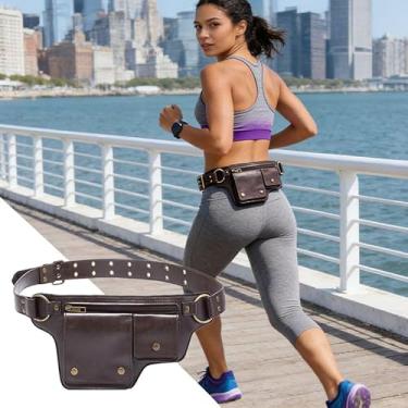 Imagem de Pochete feminina à prova d'água, antifurto, com alça ajustável, bolsa de cinto durável para uso diário para viagens, corrida, caminhada, academia, Marrom, 13*6.7 Inches, Vintage