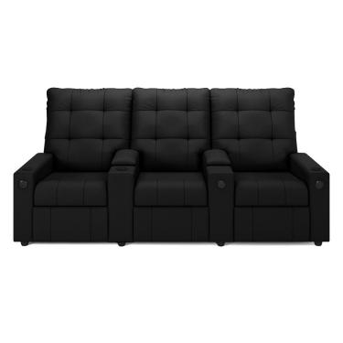 Imagem de Poltrona do Papai Reclinável Cinema 3 Lugares Manual Baú USB Haifa F05 Veludo Preto - Lyam Decor