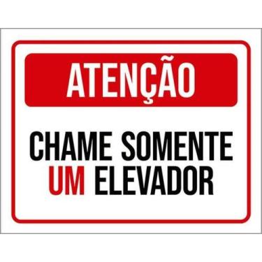 Imagem de Kit 5 Placas Sinalização - Atenção Chame Somente Elevador - Sinalizo