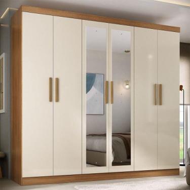 Imagem de Guarda-Roupa Solteiro Lancaster 6 Portas 3 Gavetas 100% Mdf com Espelh