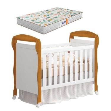 Imagem de Berço Americano Danny Branco Acetinado Savana Com Colchão Gazin - Reller