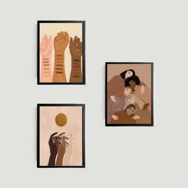 Imagem de Kit 3 Quadros Is Over 45X34Cm Com Vidro Moldura Preta