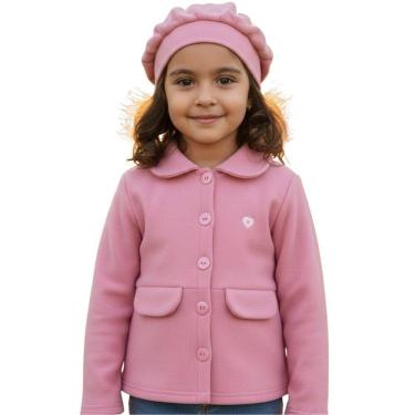 Imagem de Conjunto Casaco Infantil Menina com Gorro Inverno Fofo