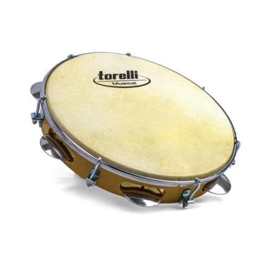 Imagem de Pandeiro 10 Torelli Tp300Nt Madeirado Pele Animal