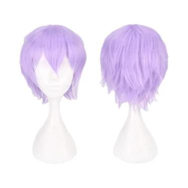 Imagem de Peruca Sintética Curta Resistente Ao Calor Vermelha Laranja Anime Myst