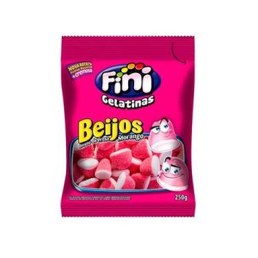 Imagem de Balas de Gelatina Beijos de Morango Fini 250g, 1 unidade, Morango e na