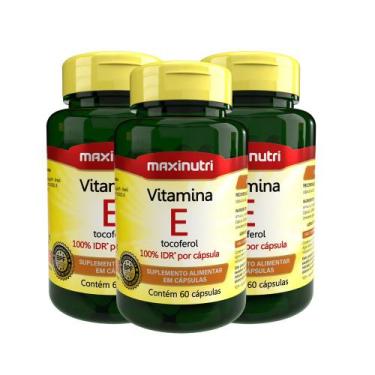 Imagem de Kit 3 Vitamina E 100% IDR 60 Capsulas Maxinutri
