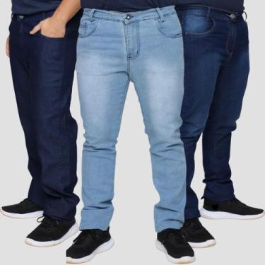 Imagem de Kit 3 Calça Masculina Slim Jeans Plus Size 48 ao 56 - GIP ECOMMERCE, E