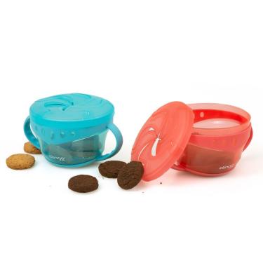 Imagem de Porta Snacks Infantil Smart Prático com Tampa Antivazamento e Alças Azul Clingo para Pa...