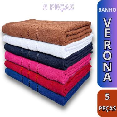 Imagem de Kit 5 Toalhas de Banho Verona 100% Algodão 220g-m2 Felpudo Liso Multicolorido
