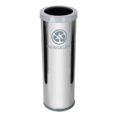 Imagem de Lixeira em Aço Inox com Tampa Meia Esfera Plástica 30L Abertura Basculante Funcional Inox