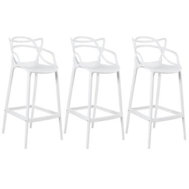 Imagem de Kit 3 Banquetas Laráz Master Allegra 76 cm - Branco - Laraz