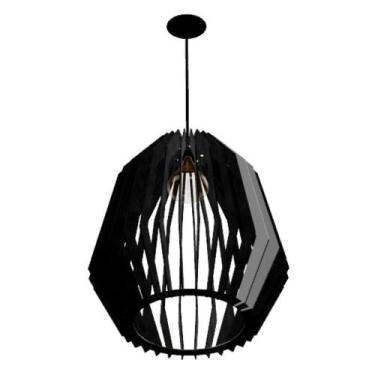 Imagem de Luminária Teto Tipo Pendente Amazonas Mdf Completa - Cor:preta - LENOB