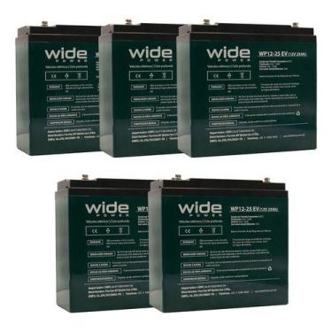 Imagem de Kit 5 Baterias 12v 25ah Bicicleta Elétrica scooter Ciclo Profundo Bike