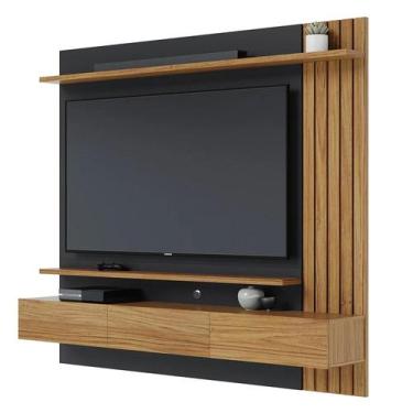 Imagem de Painel Home Suspenso para Tv 70 Pol. 180cm Buriti C05 Noce Milano/Pret