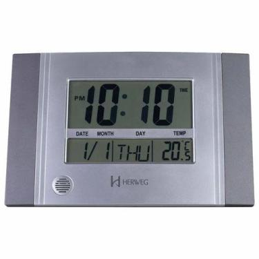 Imagem de Relógio de Parede/Mesa Digital Com Temperatura e Calendário Herweg 647