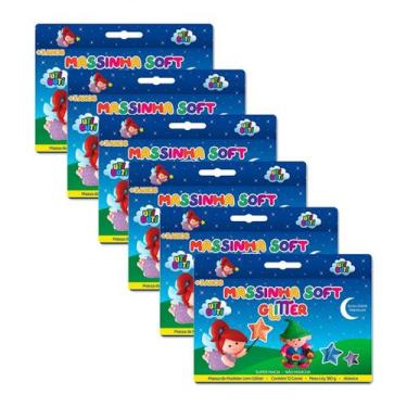Imagem de Massinha de modelar com glitter 180g kit com 6 caixas - UTI GUTI