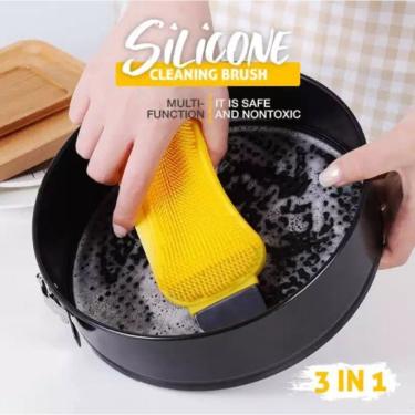 Imagem de Esponja de Silicone para Louça 3 em 1 de Limpeza Antibacteriana Maleável para Cozinha GXM