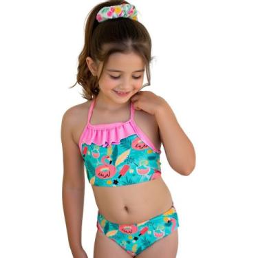 Imagem de Biquini Infantil Mod Praia Verão Proteção Uv50 + Laço Cabelo - - anjo 