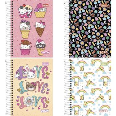 Imagem de Agenda 2026 Tilibra Spice Espiralada Feminina Capa Dura 160 Folhas 110x154MM Pacote com 4