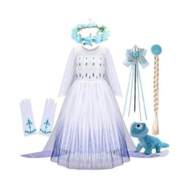 Imagem de Vestido De Princesa Branco Da Disney Elsa Frozen Para Meninas, Manga L