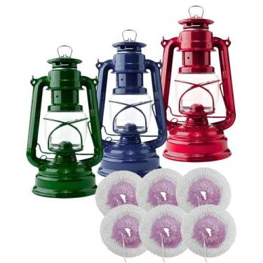 Imagem de Lampião A Querosene Lamparina Luminária 27cm Com 6 Camisas - Western, 