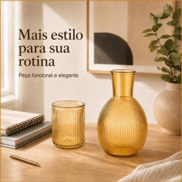 Imagem de Moringa Hestia Âmbar 890ml de Vidro com Copo e Tampa - Hauskraft