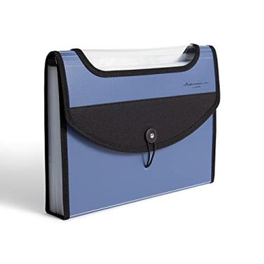 Imagem de U Brands Pasta de arquivo azul expansível com 13 bolsos, material de escritório, com visão clara