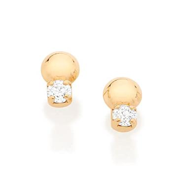 Imagem de Brinco Rommanel Banhado Ouro Bolinha E Zircônia 526804