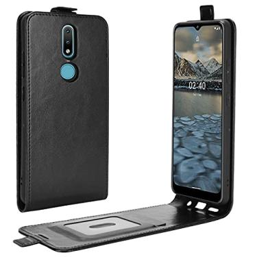Imagem de YUNCHAO Caixa de telefone Para Nokia 2.4 R64 textura única capa de proteção de couro vertical com slots de cartão e moldura fotográfica capa para celular