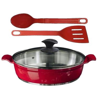 Imagem de Frigideira Vermelho Alumínio Fundido Usinado Talher03 AA30cm