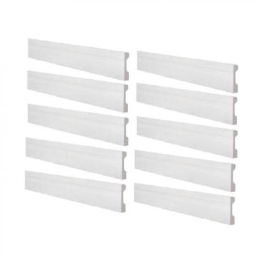 Imagem de Kit 10 Barras Rodapé Poliestireno 7cm Frisado GART FB7 Barra com 2,44m Branco