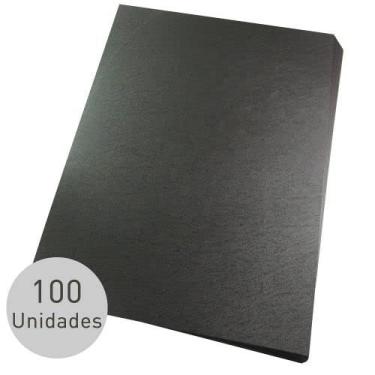 Imagem de Capas Para Encadernação Preta Couro A4 Pp Line 100 Unid