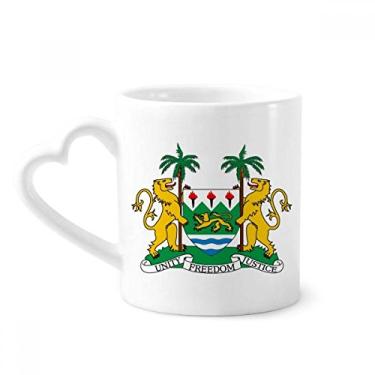 Imagem de Caneca com emblema nacional da África Serra Leoa Caneca de café cerâmica copo de coração de vidro