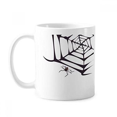 Imagem de Caneca de cerâmica para Halloween Black Spider Net cerâmica xícara de café de porcelana