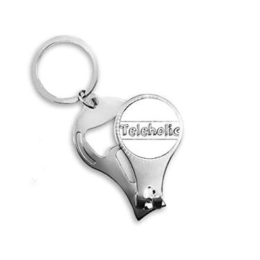 Imagem de Elegante palavra Teleholic Art Déco Presente Moda Alicate de unha Chaveiro Abridor de Garrafas Cortador
