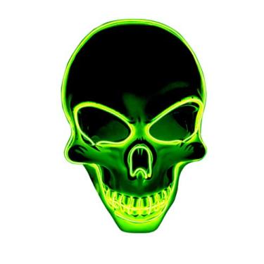 Imagem de Bestgift Acessório de fantasia para decoração de rosto de Halloween com brilho luminoso verde fluorescente 25 x 22 cm